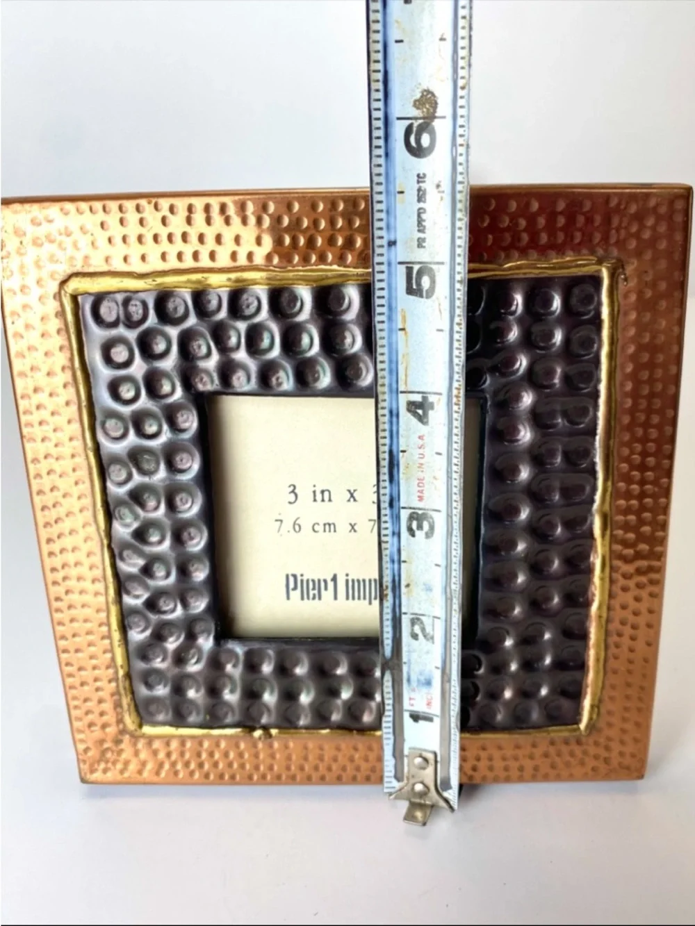Decorative PIER 1 Hammered Copper, Bronze & Gold 3X3 Square Picture Frame